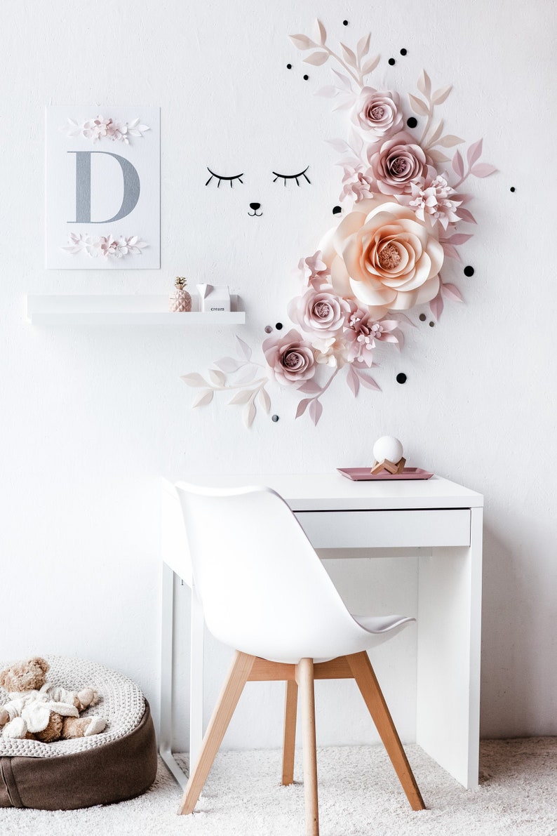 Paper Flowers Wall Decor Nursery Paper Flowers & Sleepy Eyes Etsy