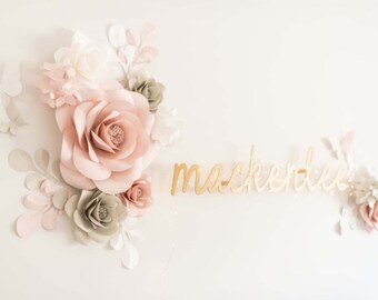 Paper flower Set for Hollywood star Matt Lanter- Princess Room Paper Flowers - Paper Flowers in blush and light grey (code:#MacKenlee)