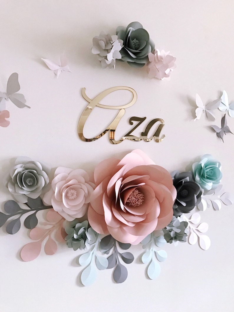 Pastel Paper Flowers for Baby Girl Nursery Wall Decor Royal Etsy