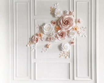 Paper Flower Backdrop - Wedding Backdrop - Paper Flowers Wall Backdrop - Paper Flowers Wedding (code:#115)