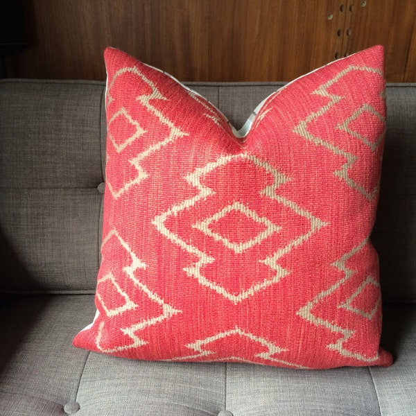 20x20 pillow cover, Andrew Martin, Thom Filicia, Red Navajo, Geometric Diamond Pillow.  Tribal, Kilm Style Pillow.  Thom Filicia Stripe.