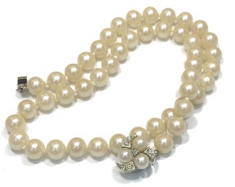 Collier Vintage Perles Carrées Dégradé Ivoire - Fermoir à Vis - État Excellent