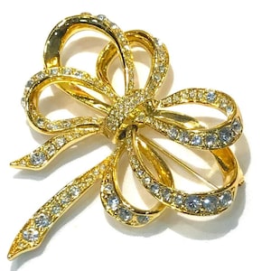Wunderschöne Vintage KJL (Kenneth Jay Lane) for Avon &quot;Lustrous Bow Collection&quot; Strass Bogen Brosche