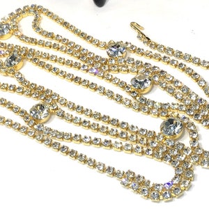 Nice Vintage Double Link Openwork  Clear Rhinestone Belt