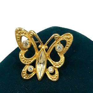Vintage Petite Napier Clear Marquise Cut and Round Rhinestone Butterfly Brooch