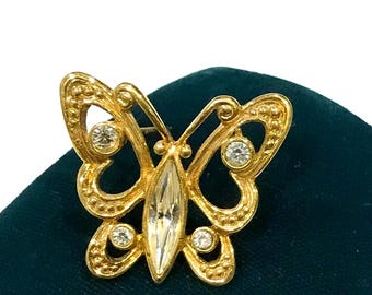 Vintage Petite Napier Clear Marquise Cut and Round Rhinestone Butterfly Brooch