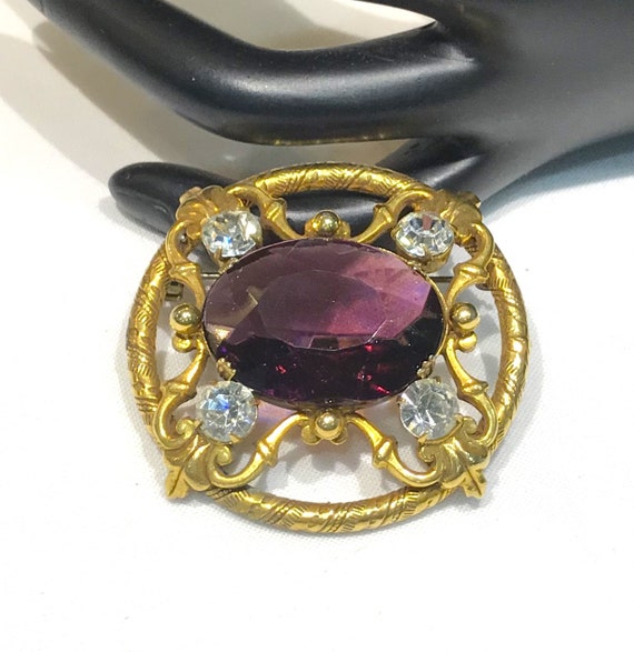 Vintage Victorian Style Amethyst Glass and Clear … - image 3