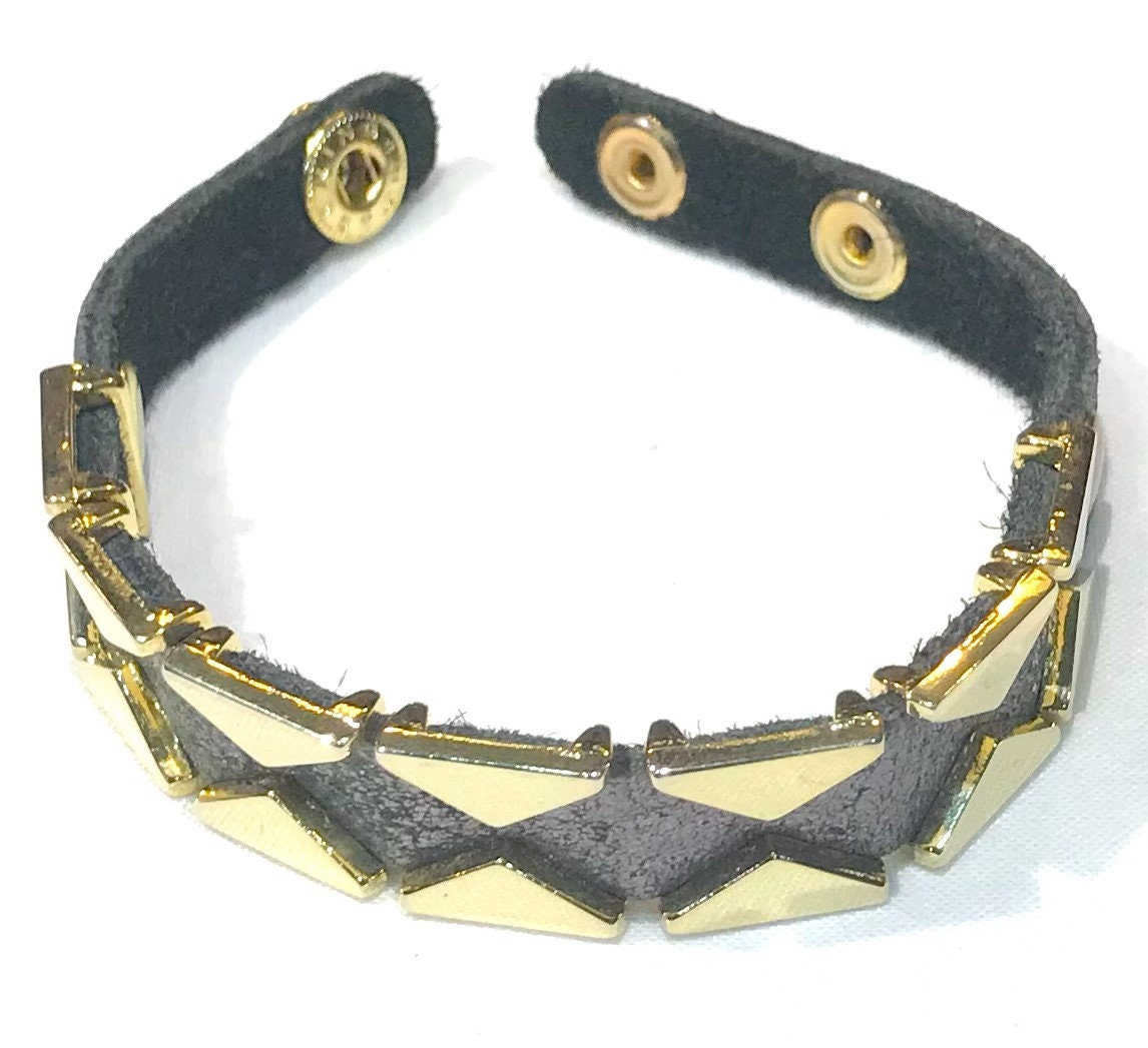 Nice Vintage King Star Spotted Black and Silver Leather and