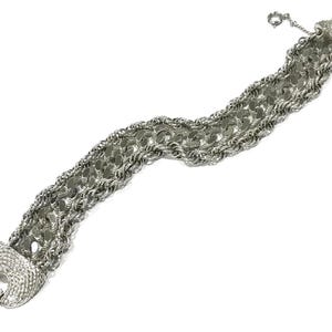 Nice  Vintage  Goldette Silver Tone Multi 3 Chain Bracelet