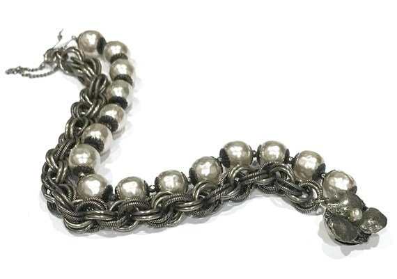 Vintage Miriam Haskell Baroque Pearl Bracelet, Tw… - image 6