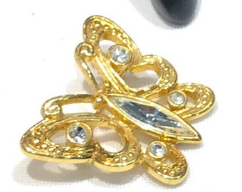 Vintage Petite Napier Clear Marquise Cut and Round Rhinestone Butterfly Brooch