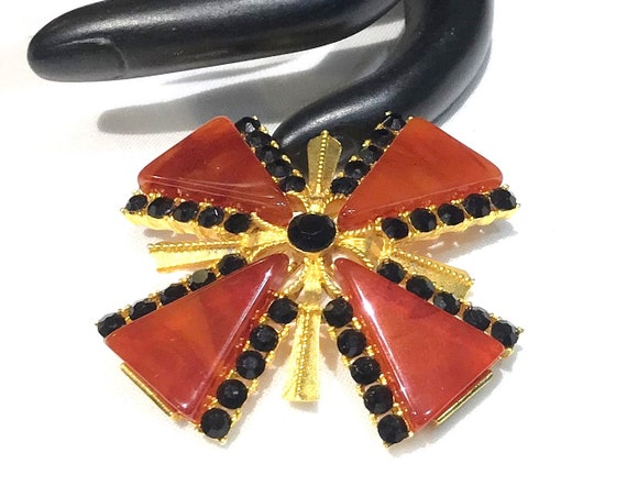 Beautiful Vintage Mandle Carnelian Glass and Blac… - image 3