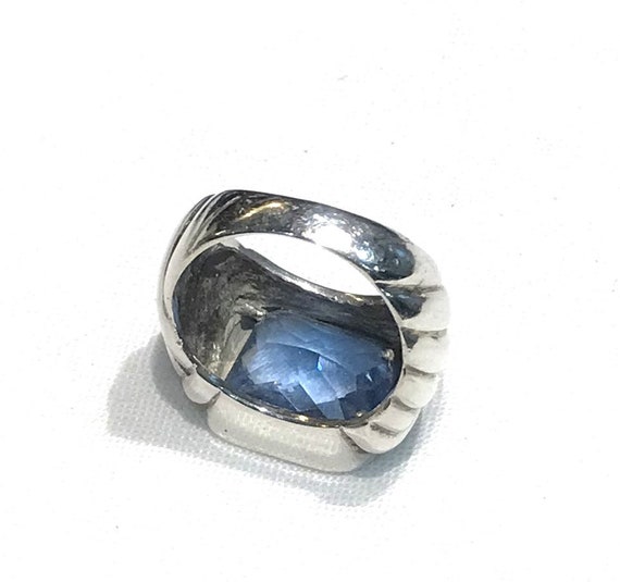 Sterling Silver Rectangular  Faceted Blue Topaz R… - image 4