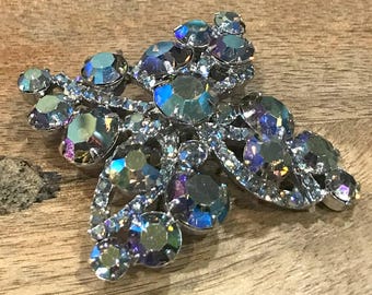 ジュリアナ（D＆E）ヴィンテージラインストーンブローチ：ダークAB