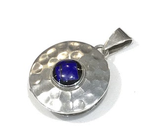 Nice Vintage Mexico TJ-62 Sterling Silver Inlaid Blue Stone Locket Pendant