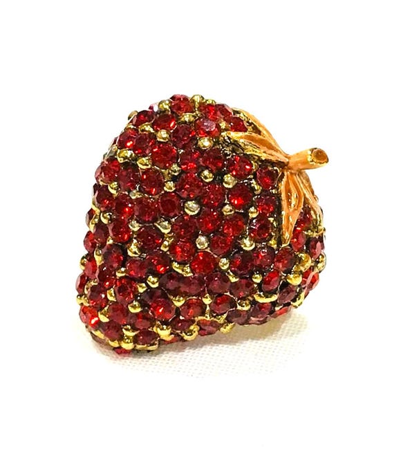 Nice Vintage Unsigned Ciner Ruby Red Rhinestone a… - image 1
