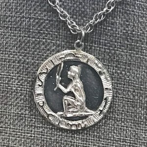 Nice Vintage Sterling Zodiac Sign Virgo Pendant Necklace