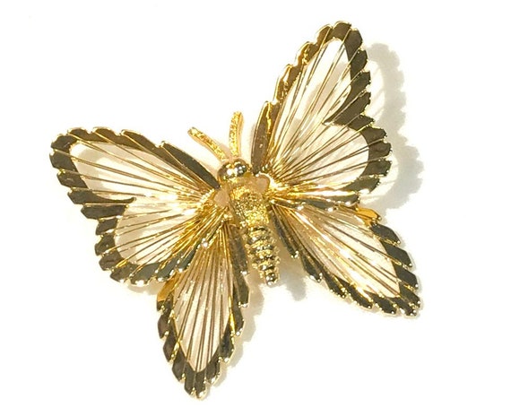 Vintage Monet Golden Wired Butterfly Brooch