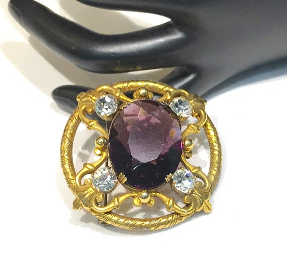 Vintage Victorian Style Amethyst Glass and Clear … - image 2