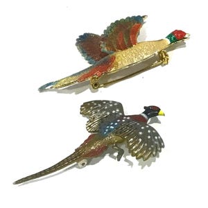 thumbnail image 2 of Vintage Style Pewter Hunting Pheasant Brooch Pin - Wildlife Animal Jewelry 2 of 6