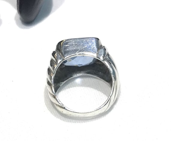 Sterling Silver Rectangular  Faceted Blue Topaz R… - image 5