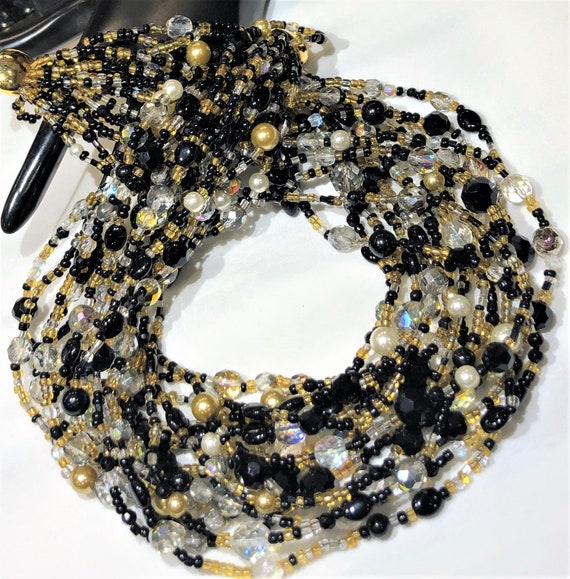 Beautiful Joan Rivers Black, Topaz Bead, AB Glass