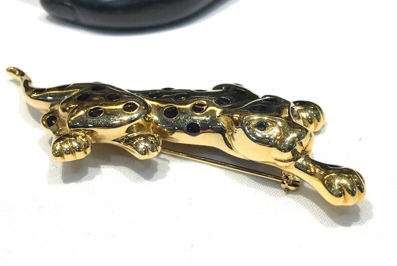 Vintage Carolee Black Enamel Spotted Leopard Brooch image 3