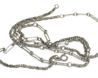 Mooie vintage zilverkleurige slak en langwerpige schakelketting