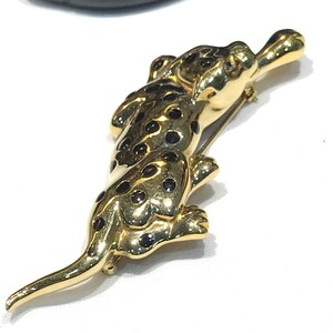 Vintage Carolee Black Enamel Spotted Leopard Brooch image 2