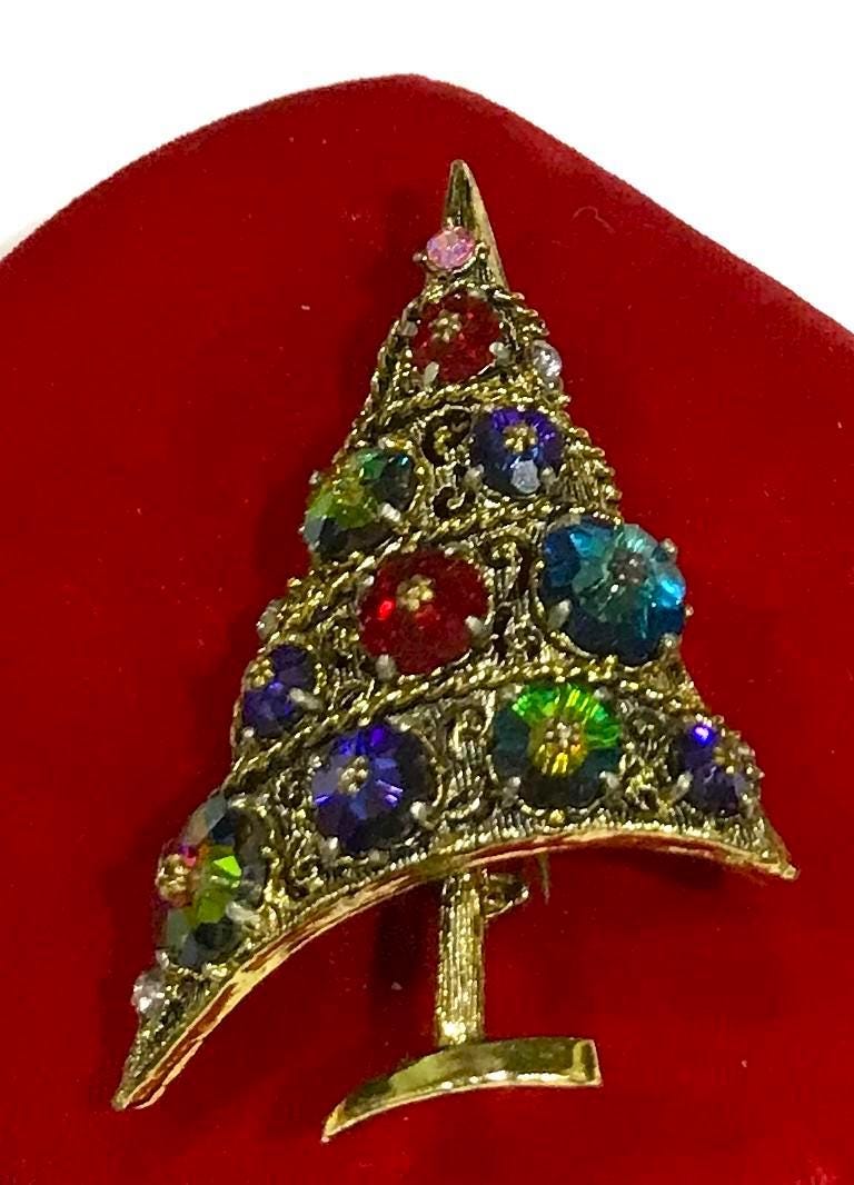 Vintage Weiss Christmas Tree Brooch: Multi-color Margarita