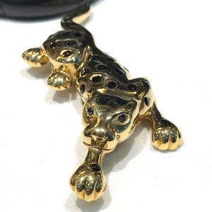 Vintage Carolee Black Enamel Spotted Leopard Brooch image 1