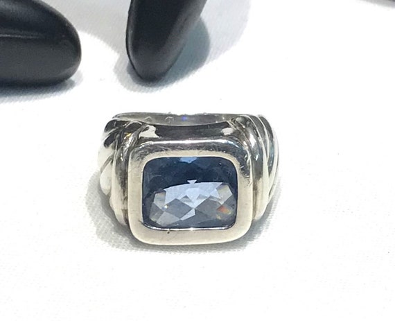 Sterling Silver Rectangular  Faceted Blue Topaz R… - image 7