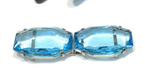 Beautiful Vintage Czechoslovakia Aqua Blue Glass … - image 1