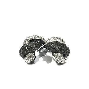 Vintage Replica Italy Rhinestone Clip Earrings: Black Japanned Twisted Rope Design image 3