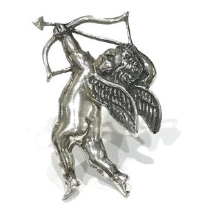 Sweet Vintage Sterling Silver  Cupid  and Arrow Brooch