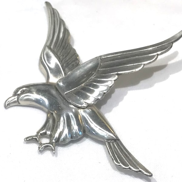 Beautiful Large  Vintage Sterling Coro Norseland Eagle Brooch