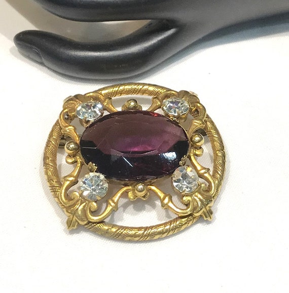 Vintage Victorian Style Amethyst Glass and Clear … - image 5