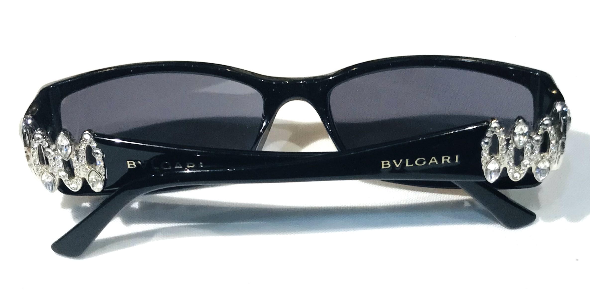 Bvlgari Swarovski Classic Black Sunglasses BVLGARI Jewel BV8090BM 8090 Grey Black Butterfly Designer  main image 2
