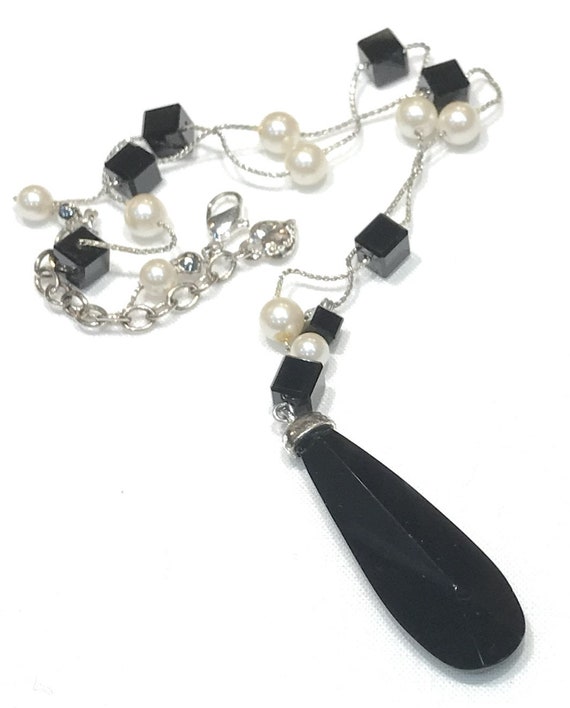 Nice Vintage  Carolee Square Black Glass Bead and… - image 1