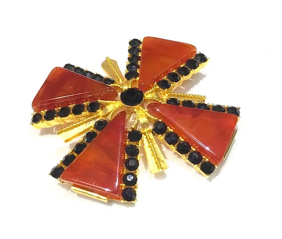 Beautiful Vintage Mandle Carnelian Glass and Blac… - image 1