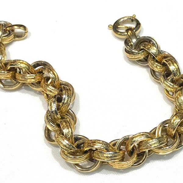 Beautiful Vintage Napier Golden Embossed Twisted Round Link  Bracelet