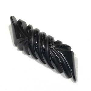 RESERVED Nice Vintage  Carved Black Bakelite Bar Brooch