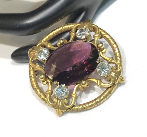 Vintage Victorian Style Amethyst Glass and Clear … - image 4