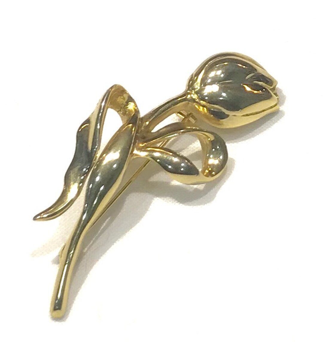 Broche Vintage Dorée En Forme De Panier à Fleurs – Bijou Ancien, Occasion, Sans Marque