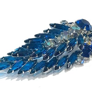 Gorgeous Large Juliana (D & E) Capri  Blue and AB Rhinestone Tiered Leaf Brooch  (Book Piece)