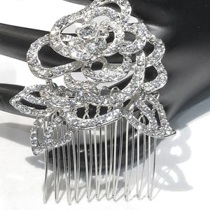 Pretty  Clear Rhinestone  Floral Hair Comb