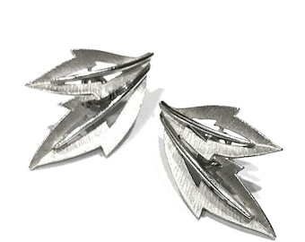 Vintage Crown Trifari Open Work Leaf Earrings