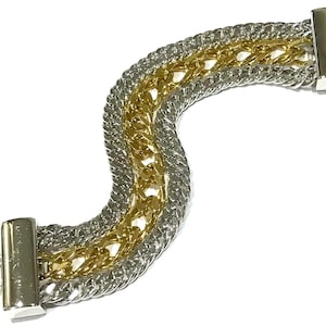 Nice Vintage Gold and  Silver Tone Triple Chain Bracelet (Nice Weight)