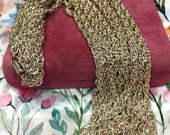 Vintage Very Light Gold Tone Multi-Strand Chain Necklace