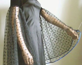 Geometric pattern, Tulle, Victorian, Sleeves, Delicate, Romantic, Very Long, Black, Lace, Gothic, Lolita, Party, Dance. IDEAL for HER